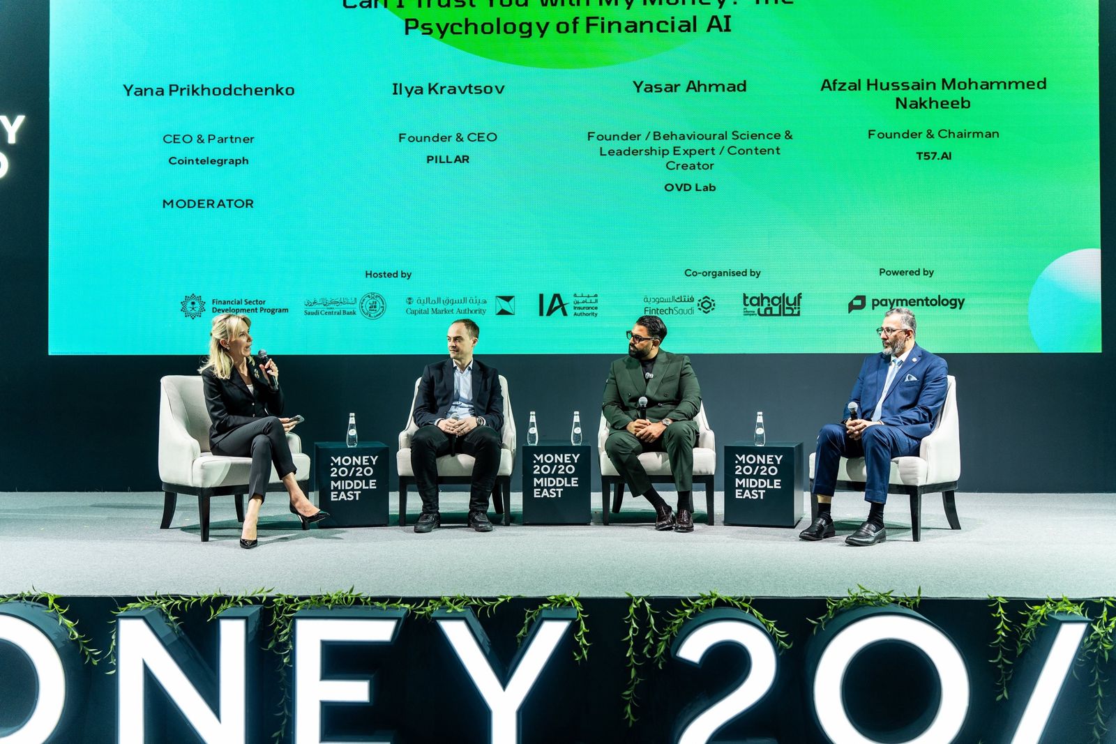 Afzal on the Money20/20 Middle East panel stage in Riyadh